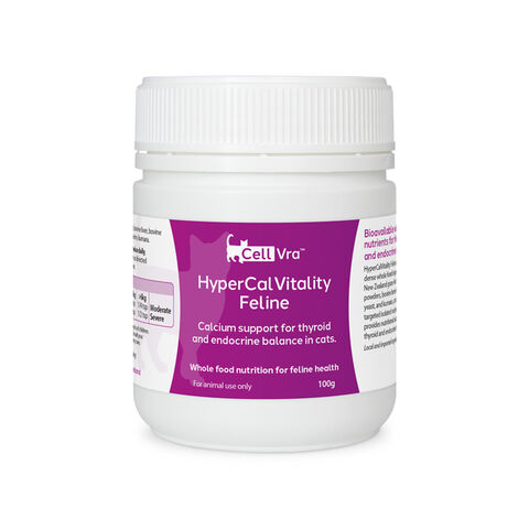 Front view of CellVra HyperCalVitality Feline calcium support supplement for cats